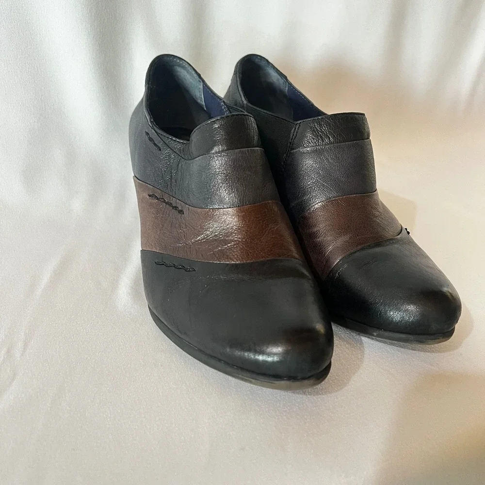 Tamaris Black Leather Cuir Shooties Ankle Booties Touch It Sole EU 38 US 7.5
